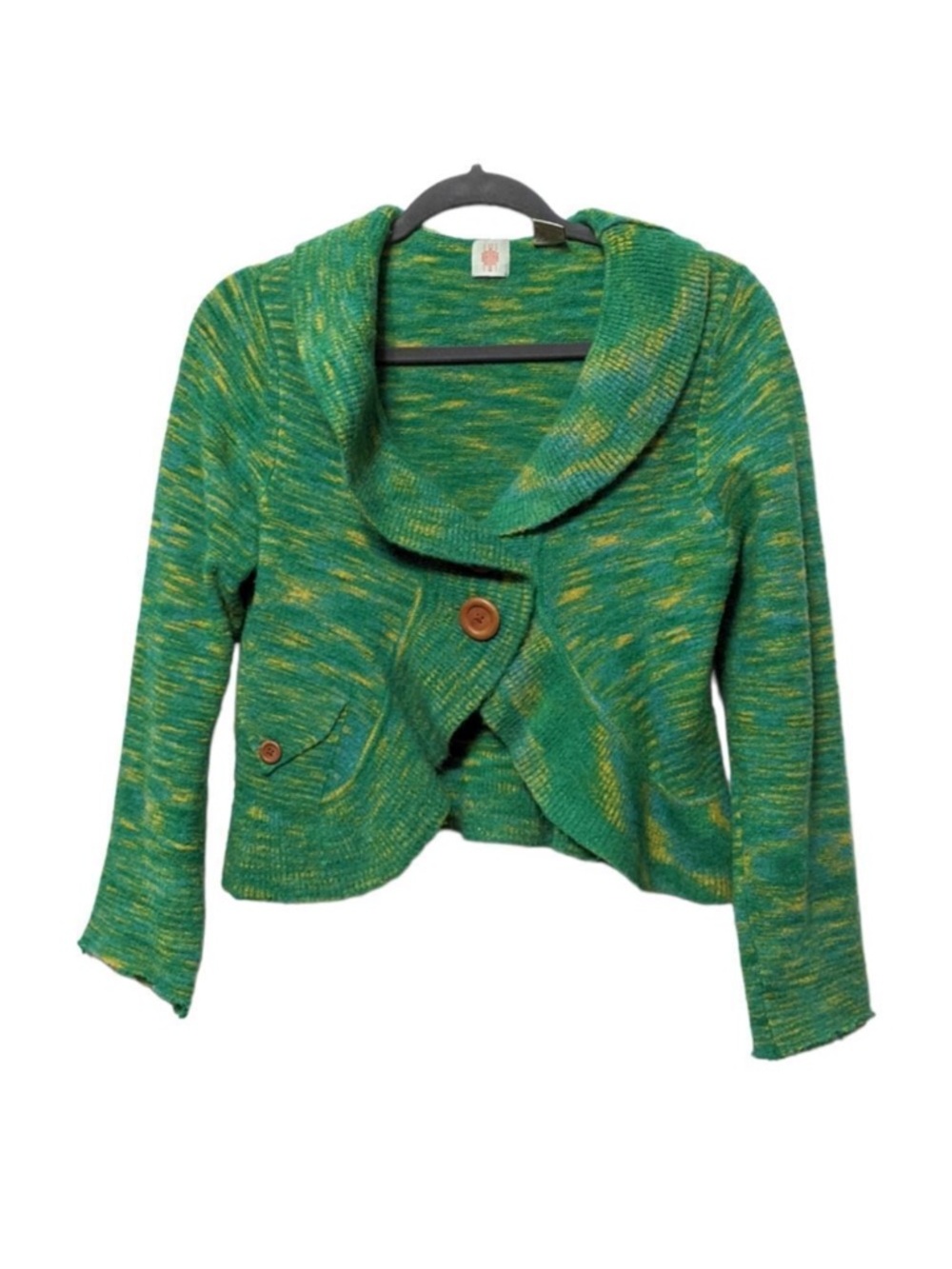 Anthropologie HWR MONOGRAM Cropped Peplum Cardigan S